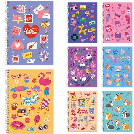 Caderno Espiral 1/4 Capa Dura CLIFF Feminino 80FLS.