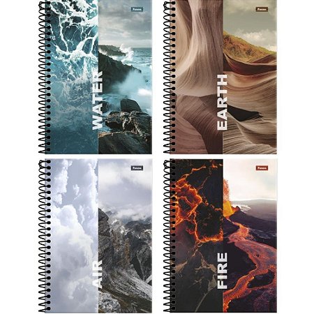 Caderno Espiral 1/4 Capa Dura Quatro Elementos 80FLS.