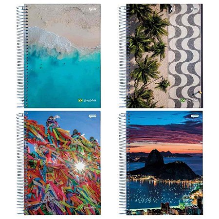 Caderno Espiral 1/4 Flexivel Brasilidade 48FLS.
