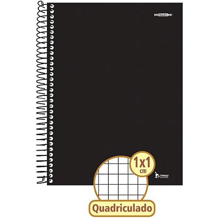 Caderno Quadriculado Univers. 1X1CM 96F Espiral Preto CD PCTE C/4