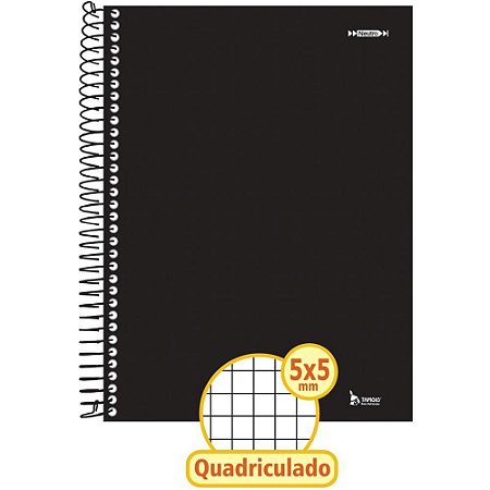 Caderno Quadriculado Univers. 5X5MM 96F Espiral Preto CD