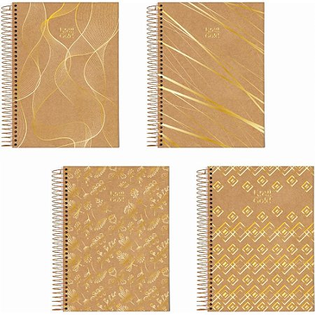 Caderno 01X1 Capa Dura KRAFT GOLD 80FLS.