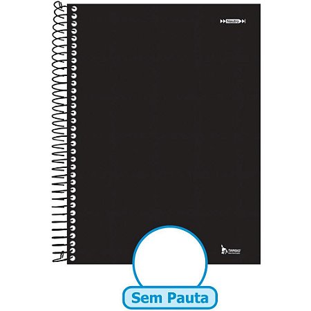 Caderno Espiral 1/4 Capa Dura Neutro Preto 48F sem Pauta