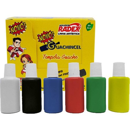 Tinta Guache 015ML Escolar 18ML C/PINCEL 6 Cores