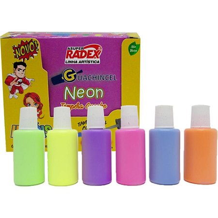 Tinta Guache 015ML Neon 18ML C/PINCEL 6 Cores