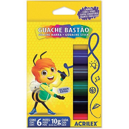 Tinta Guache em Bastao 06 Cores
