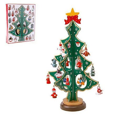 Mini Arvore de Natal MDF Decoração Natalina  C/ 20 Pendentes