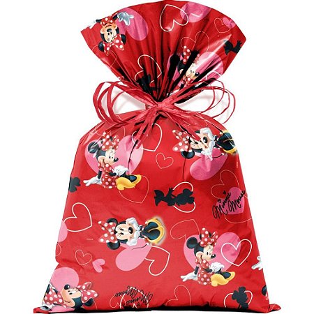 Saco Metalizado 30X45CM Minnie Love Perolado 30X44CM