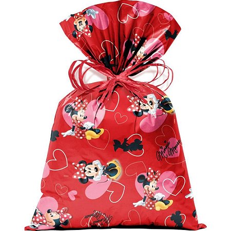 Saco Metalizado 30X45CM Minnie Love Perolado 30X44CM