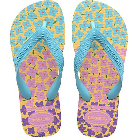 Chinelo Havaianas Infantil KIDS Flores 27/8 Amarelo Caja