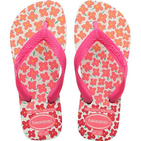 Chinelo Havaianas Infantil KIDS Flores 27/8 BRANCO/ROSA