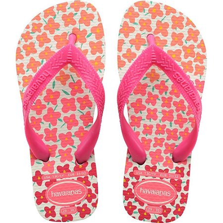Chinelo Havaianas Infantil KIDS Flores 33/4 BRANCO/ROSA