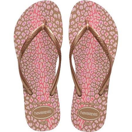 Chinelo Havaianas Feminino SLIM Animals 39/0 Rose GOLD
