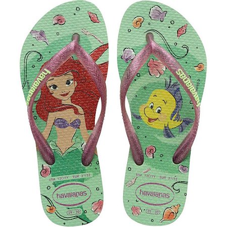 Chinelo Havaianas Infantil Princesas SLIM KIDS 31/2 Verde (7909843102236)
