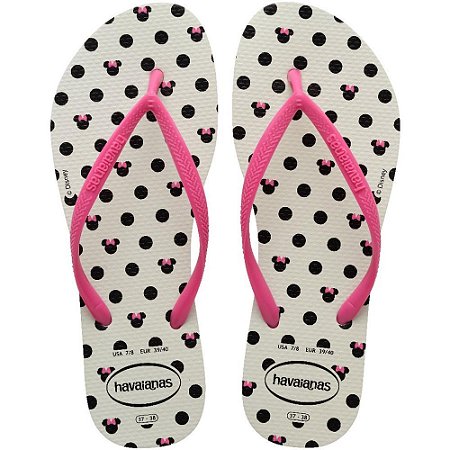 Chinelo Havaianas Licenciado SLIM Disney 39/0 BRANCO/ROSA