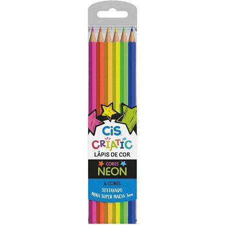 Lapis de COR Sextavado CIS Criatic Neon 6 Cores