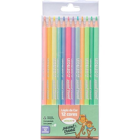 Lapis de COR Triangular Leo e Leo 12CORES Pastel TREND