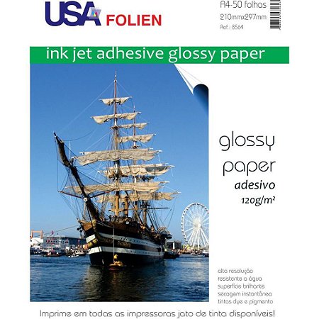 Papel Fotografico INKJET A4 GLOSSY Adesivo 120G (7898426285643)