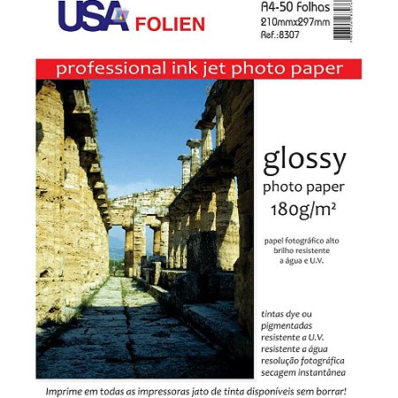 Papel Fotografico INKJET A4 GLOSSY 180G