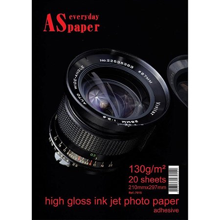 Papel Fotografico INKJET A4 HIGH GLOSSY Adesivo 130G
