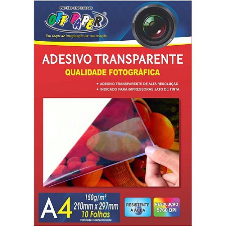 Papel Fotografico INKJET A4 Transparente Adesivo 150G