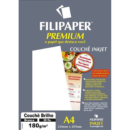 Papel A4 Couche Premium Branco 180G.