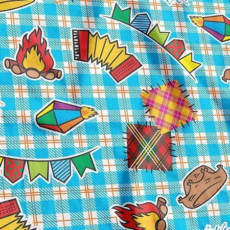 TNT Estampado 1,40M 40G Junino Azul