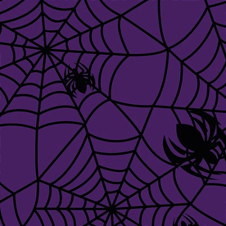 TNT Estampado 1,40M 40G Halloween ARANHAS Fundo Roxo