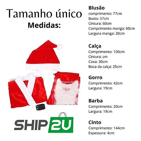 Roupa Fantasia Papai Noel Adulto Feltro - KIT C/5 Peças