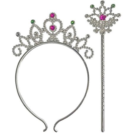 Fantasia Acessorio Tiara Coroa e Varinha Encantad