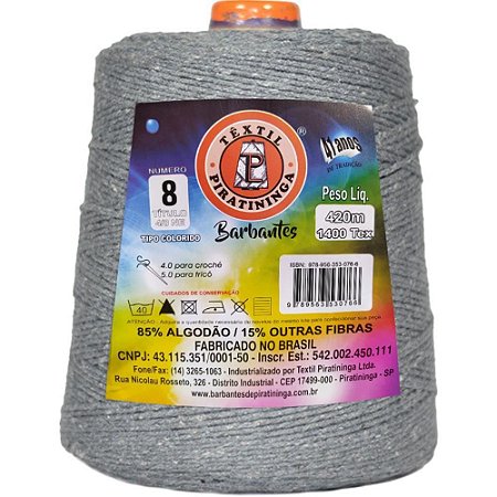 Barbante Colorido 600G 4/8 Fios 420M Cinza ESCUR
