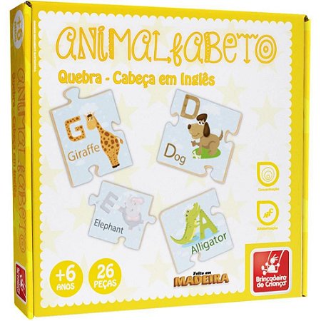 QUEBRA-CABECA Madeira Animalfabeto 26 PCS