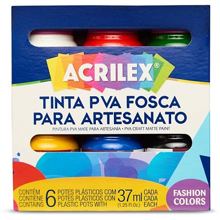 Tinta PVA Fosca Estojo C/6 Cores 37ML
