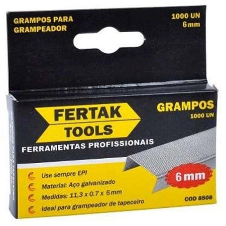 Grampo para Grampeador 6MM Galvazinado C/1000 Grampos