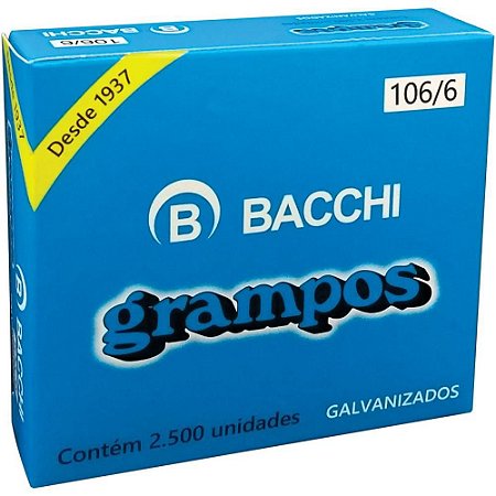 Grampo para Grampeador 106/6 Galvanizado 2500 Grampos -BACCHI