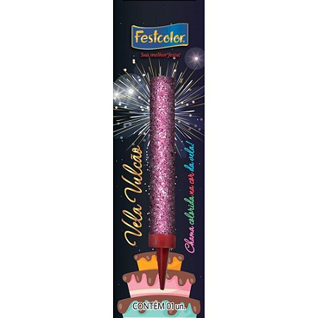 Vela para Aniversario Vulcao Rosa