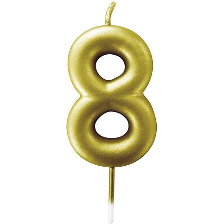 Vela para Aniversario N.08 Metalizada Ouro 6CM