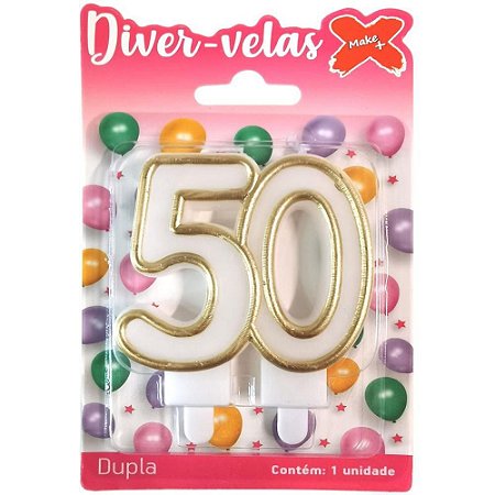 Vela para Aniversario Dupla N.50 Ouro 8,7CM