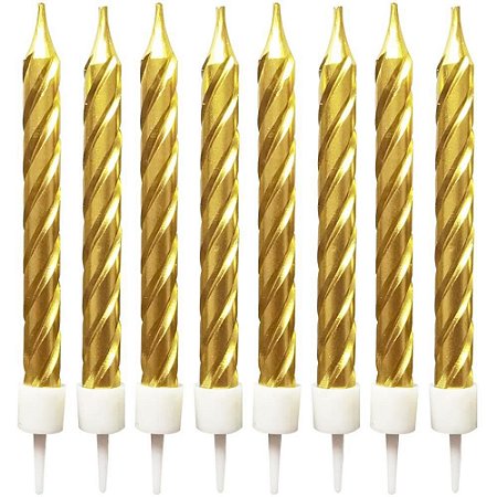 Vela para Aniversario Espiral Metaliz.dourada 8CM