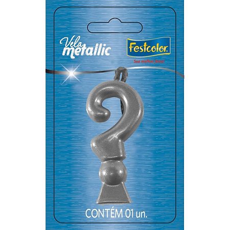 Vela para Aniversario Interrogacao Prata Metallic