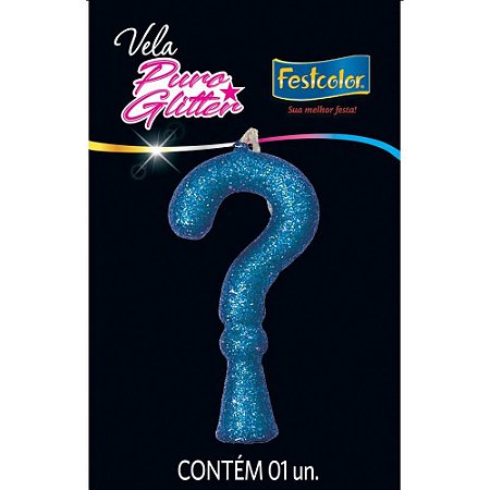 Vela para Aniversario Interrogacao Puro Gliter Prata