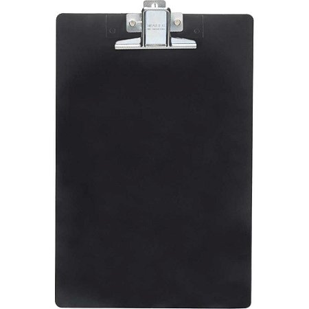 Prancheta Plastica Oficio Preta Gancho Metal