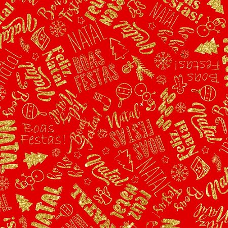 TNT Estampado 1,40M 40G Frases Natalinas Fundo VERM.