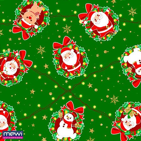 TNT Estampado 1,40M 40G Natal LUZ Fundo Verde
