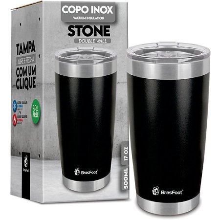 Copo Termico Stone Preto 500ML. C/TAMPA