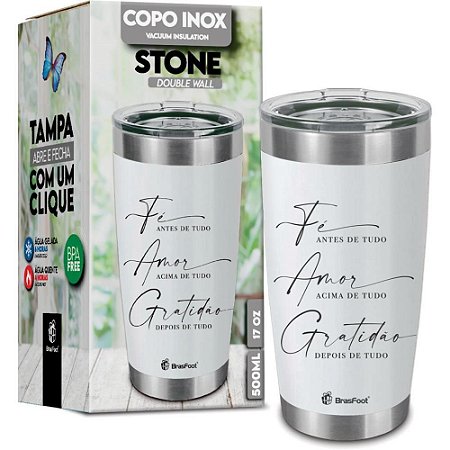Copo Termico Stone FE AMOR e GRATIDAO500ML