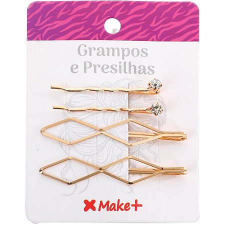 Acessorio para Cabelo Grampo Geometrico Dourado BL.4 PCT.C/12