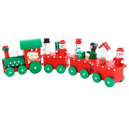 Trem Natalino Decorativo 20CM em Madeira