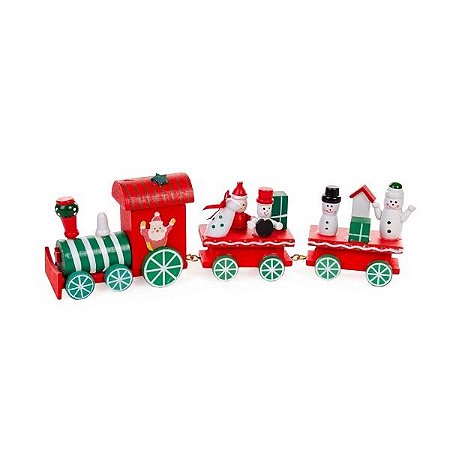 Trem Natalino Decorativo 30CM em Madeira
