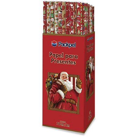 Papel Presente Natal 70X100CM Sortidos DP C/100 Packpel